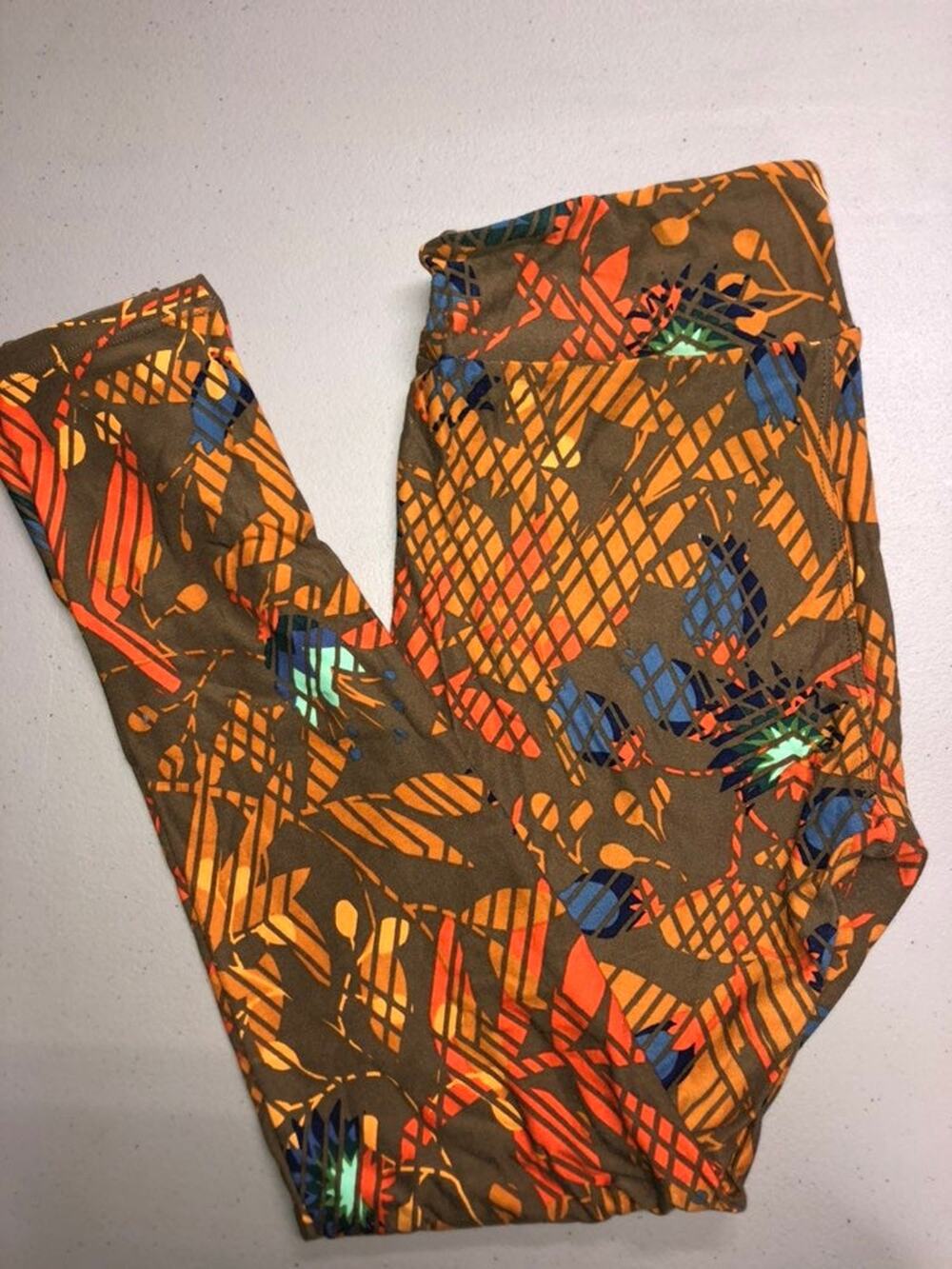 NWOT LuLaRoe Leggings Brown Blue Orange OS